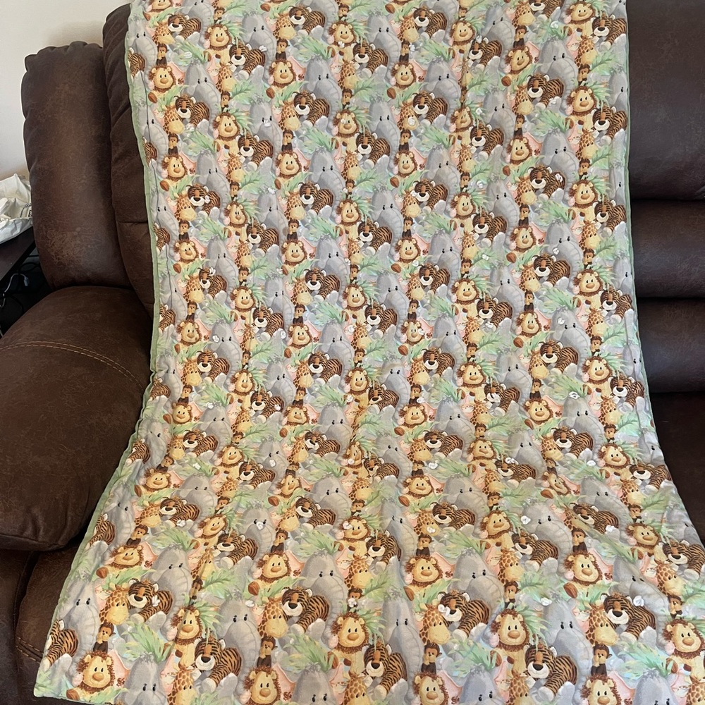 Jungle animal crib quilt